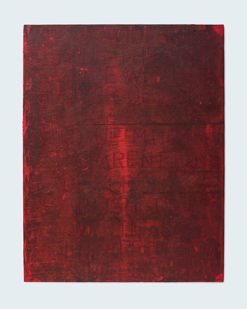 red painting, red words on red background, Prompt Painting by Bill Sawalich
